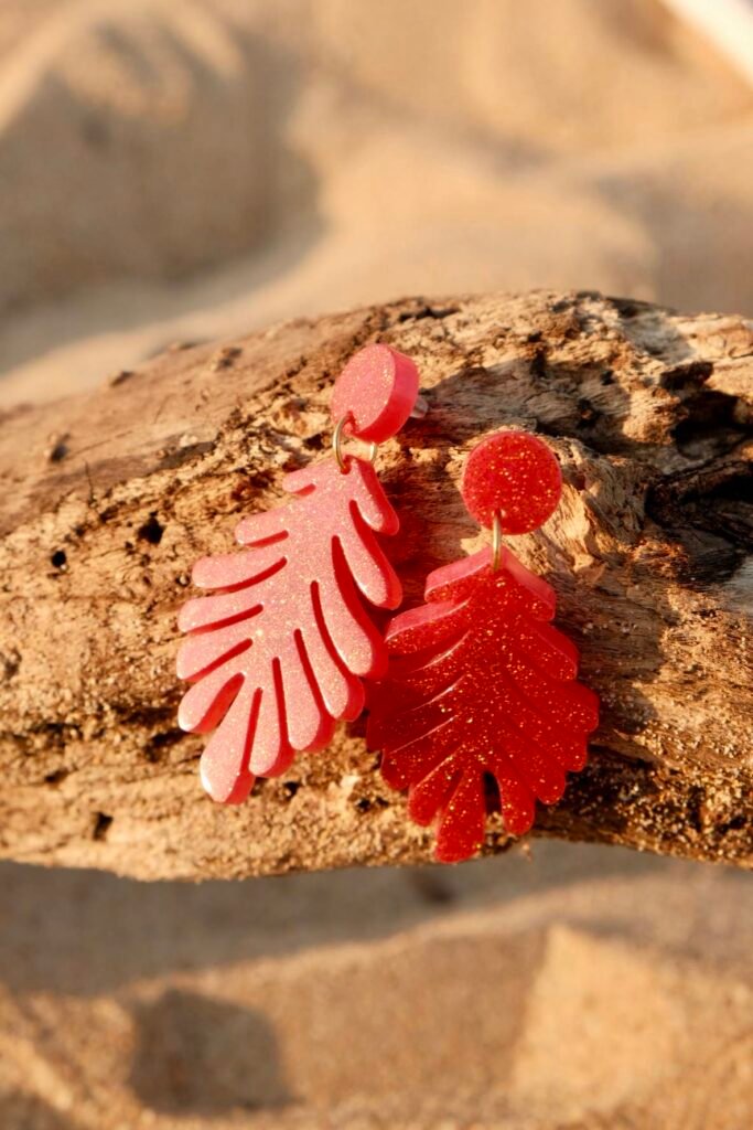 Handmade Mediterranean earrings — Hibiscus Amarillo Costa Brava photoshoot

